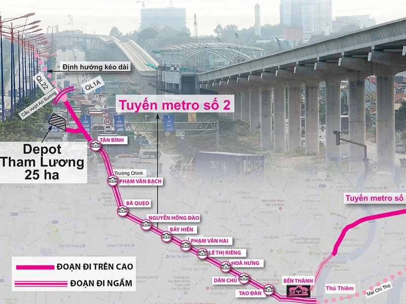 胡志明市地铁2号线项目完工时间推迟至2030年