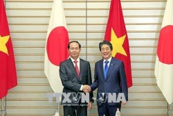 越南国家主席陈大光与日本首相安倍晋三举行会谈