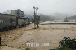 越南北部山区暴雨来袭 洪水爆发