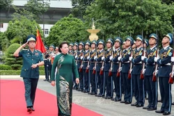 国会主席阮氏金银视察防空空军军种